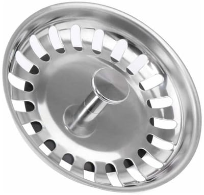 Spoelbakzeef - anti-verstopping - Spoelbakzeef - afvoerstop - Spoelbakdeksel - inclusief extra korte stang - 79 mm - 304 roestvrij staal