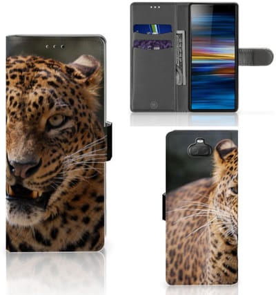 Sony Xperia 10 Telefoonhoesje met Pasjes Luipaard