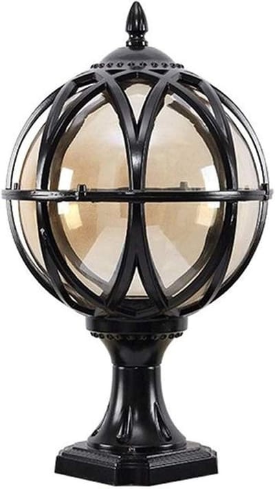 Lantaarn Bol Lichtzuil - Pilaar Lamp - Tuin Verlichten - Traditioneel Victoriaans Design - E27 Fitting - Zwart