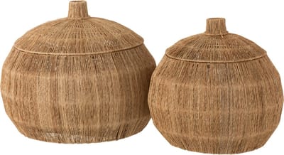 J-Line mand Dantya Bal - jute - naturel - 2 stuks
