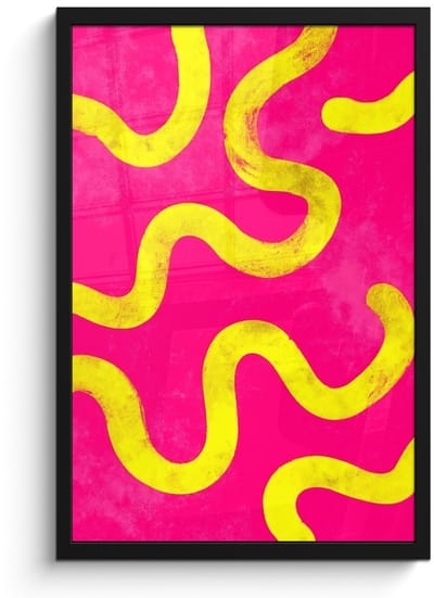 Poster in lijst - Fotolijst 40x60 cm - Posters - Lijn - Geel - Abstract - Posterlijst zwart - Decoratie - Wanddecoratie woonkamer - Muurdecoratie slaapkamer