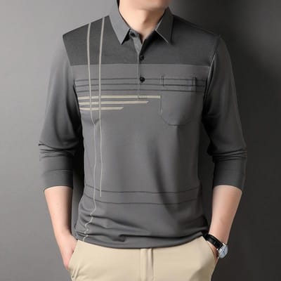 T-shirt met lange mouwen Heren POLO Shirt Dun Zak Top Lente en Herfst Ondertop Nieuw Verzorgend Shirt Papa Heren T-shirt XXXXL