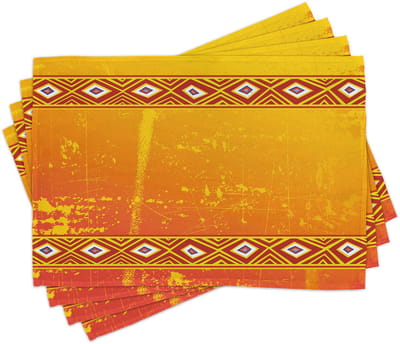 ABAKUHAUS Afrikaanse placemats, wasbare stof eetkamerdecoratie keukentafeldecoratie digitale print, goudschilde