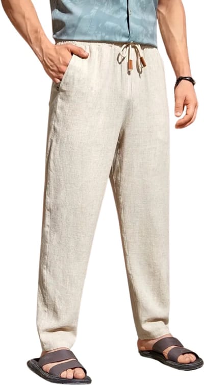 Livano Linnen Broek Heren - Zomerbroek - Volwassenen - Lange Broek - Pantalon - Strandbroek - Zomer - Ibiza Stijl - Beige - Maat XS