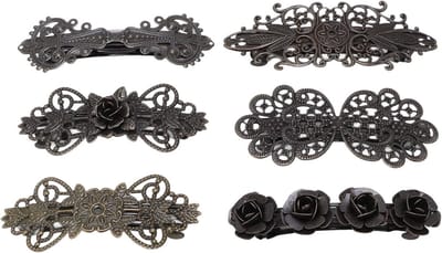 Vintage Stijl Bronzen Bloem Haarspelden Set van 6 - Lichtgewicht Franse Haaraccessoires voor Bruiloften en Feestjes