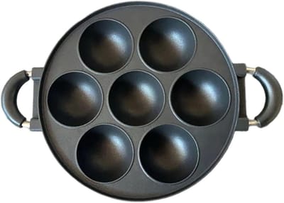 Braadpan met zeven gaten - Pannenkoekenpan - Perfecte pannenkoeken - Innovatieve warmteverdeling - 39 x 55 cm - Zwart