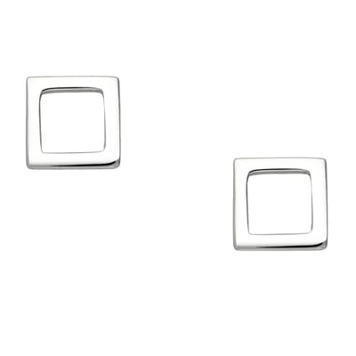 EAR IT UP - Oorbellen - Vierkant - Open - Push back oorknopjes - 925 sterling zilver - 8 x 8 mm - 1 paar