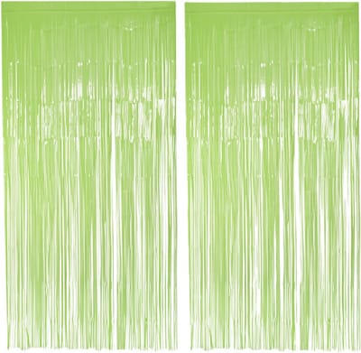Boland Folie deurgordijn/feestgordijn - 2x - neon fluor groen - 100 x 200 cm - Versiering/feestartikelen - Eighties/nineties/glitter and Glamour