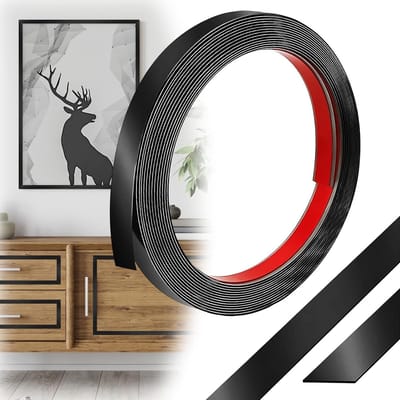 Zelfklevende Decoratieve Strips voor Randen, Muren, Deuren en Vloeren - Flexibele Peeling en Plakken Oplossing (6 m Zwart)