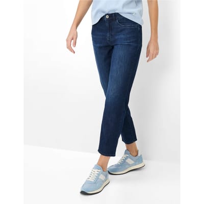 Brax Dames Jeans  Style CAROLA S USED DARK BLUE, denim donkerblauw, maat 34