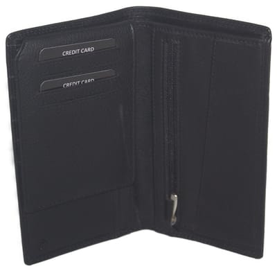 Oi zwarte leren portefeuille afsluitbaar / grote portemonnee met ritsje voor kleingeld / uitgebreide hoge damesbeurs / beveiligd tegen skimmen / zwart leer / 456