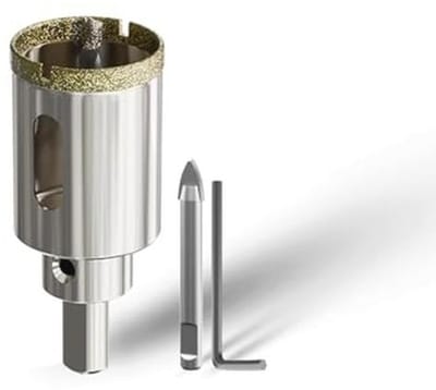 SnelShoppen - 30mm Glas Boor Houtzaag met 2 Centreringsboren, Tegelboor voor Glas, Tegels, Keramiek, Marmer, Kalksteen - Hoogwaardige Diamant Snijkant