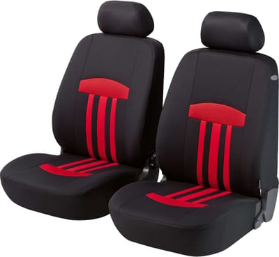 Walser Auto stoelbeschermer Kent met Zipper ZIPP-IT Autostoelhoes - 2 stoelbeschermer voor voorstoel zwart/rood