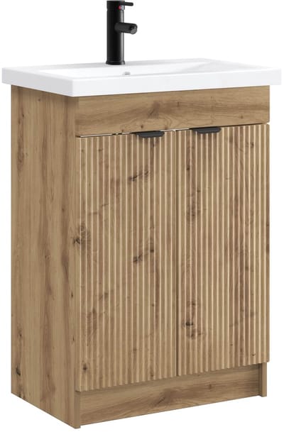 vidaXL - Badkamermeubel - Set - Artisanaal - eiken - 56 - x - 37,5 - x - 81 - cm