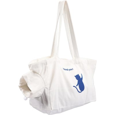 Canvas Schoudertas voor Huisdieren Draagbare Leuke Kat Canvas Draagtas Huisdierdrager Canvas Tas voor Boodschappen wit