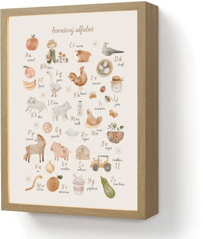 Nachtlampje 30x40 cm - Kinder lamp - Alfabet - Boerderij - Educatief - Letters leren voor kinderen - Dieren - Tafellamp kinderkamer draadloos - Slaapkamer lampje - Bedlamp kinderen - Kinderlampje - Wandlamp babykamer - Nachtlampjes