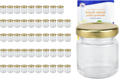 Set van 50 bekers 53 ml Naar 43 gouden deksel incl. Diamant Gelierzauber receptenboekje