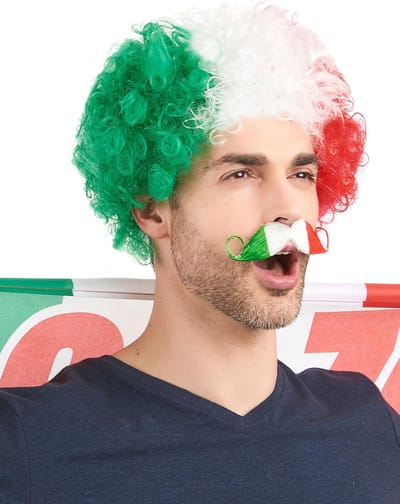 Gekleurde landen pruik Italie / Hongarije - groen/wit/rood - voor volwassenen - suppporters