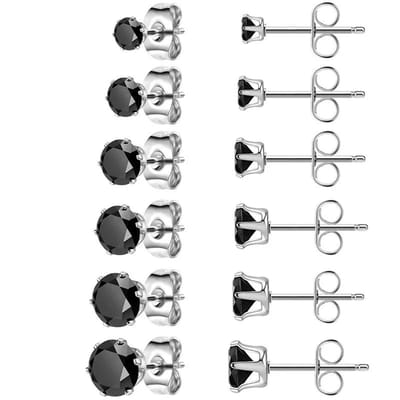Aramat Jewels | Oorbellen | Ronde Zirkonia Oorbellen zwart | 5mm | | | Staal | Kinderen, Volwassenen | Verkleurd niet
