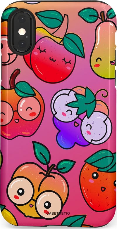 Casetastic Hoesje Geschikt voor Apple iPhone X/Xs - Stijlvolle Beschermende Duo-layer Case - Fruitige Grapjes