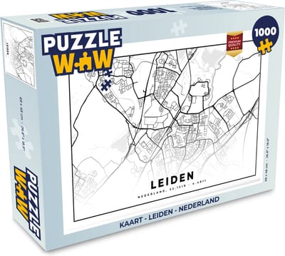Puzzel Kaart - Leiden - Nederland - Legpuzzel - Puzzel 1000 stukjes volwassenen
