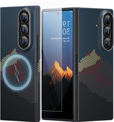 Magnetische Aramidevezel Hoes voor Samsung Galaxy Z Fold 7 met Schermbeschermer en Mag-Safe Compatibiliteit in Carbon Fiber Ontwerp, Ideaal voor Bescherming en Stijl