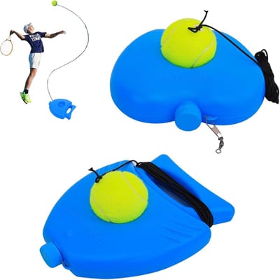 Tennistrainer Set - Solotraining Bal - Tennis Oefenen - Anti-Klit Touw - 2 Stuks - Blauw