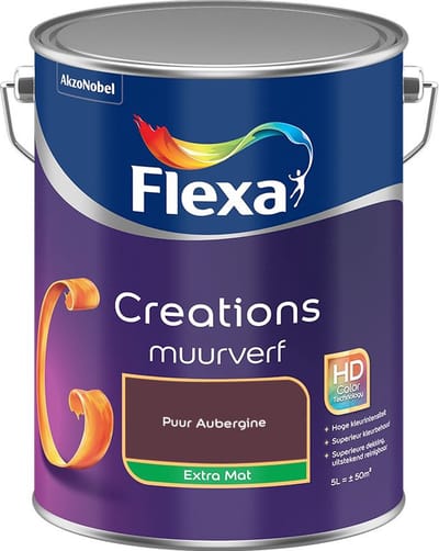 Flexa - Creations Muurverf Extra Mat - Puur Aubergine - Mengverf - 5 L