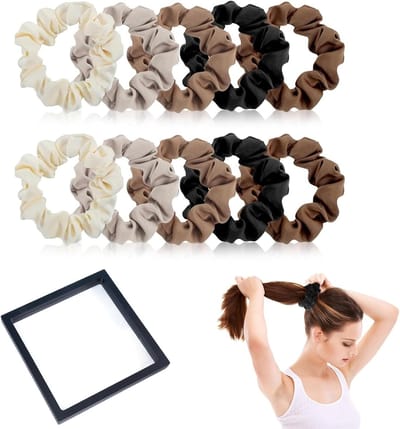 Zachte Satijnen Haarelastieken Set - Schattige Ponytailhouders, Haaraccessoires met Elastische Bandjes voor Dames en Meisjes - Geschikt voor Dik, Dun en Krullend Haar