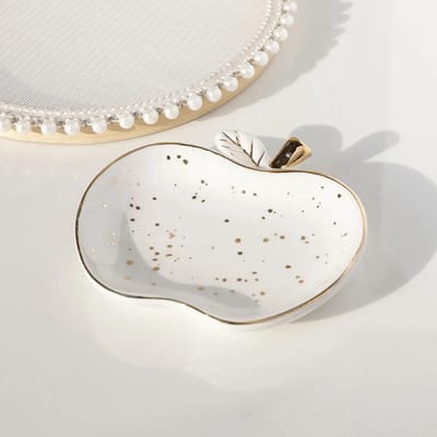 Sieradenschaal Appel Wit - Decoratieve Schaal voor Woondecoratie - Sieradenhouder voor Ringen, Oorbellen en Kettingen - Luxe Opberg Schaaltje