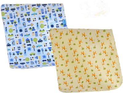 Baby Verschoonmat - Waterproof Katoen - Onderweg Luiers - Wasbaar Herbruikbaar - 70 x 50 cm - Blauw