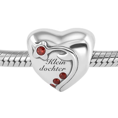 Hart familie bead KLEINDOCHTER zirkonia | bedel | Zilverana | Geschikt voor alle bekende merken armband | 925 zilver