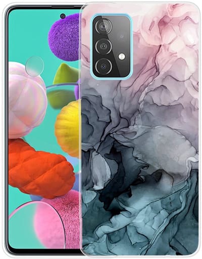Coverup Hoesje - Geschikt voor Samsung Galaxy A72 Hoesje - Coverup Marmer TPU Back Cover - Grijs / Blauw