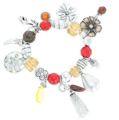 Behave - bedelarmband kleurmix met hangers - boho stijl - 16.5 cm