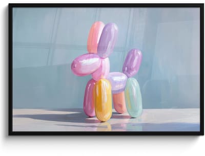 Poster in lijst - Fotolijst 120x80 cm - Posters - Dier - Ballon - Pasteltinten - Glanzend - Posterlijst zwart - Decoratie - Wanddecoratie woonkamer - Muurdecoratie slaapkamer