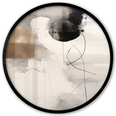Poster in lijst Rond - Fotolijst 40x40 cm - Posters - Abstracte kunst - Grijs - Industrieel - Ronde posterlijst zwart - Decoratie - Wanddecoratie woonkamer - Muurdecoratie slaapkamer
