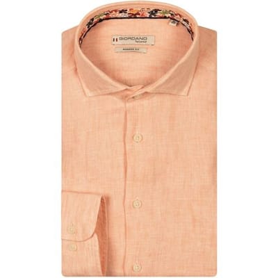 Giordano Overhemd Row Soft Washed Linnen Mélange Cutaway Collar Pastel Roze / male