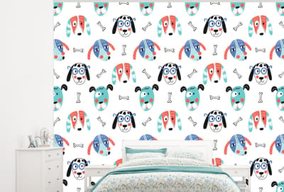 Behang - Fotobehang Jongens - Patronen - Hond - Breedte 300 cm x hoogte 240 cm