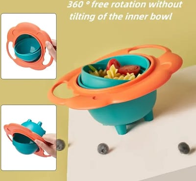 Anti-Fall Eetkom-Baby servies-baby-kinderbord-baby bord-Babyvoeding Kom met 360 Graden Rotatie-Innovatieve Anti-Mors Babyvoedingskom-Magische Bowl 360 Graden Rotatie-kom om het eten niet te laten vallen-Kerst cadeau & verjaardag cadeau-Groen