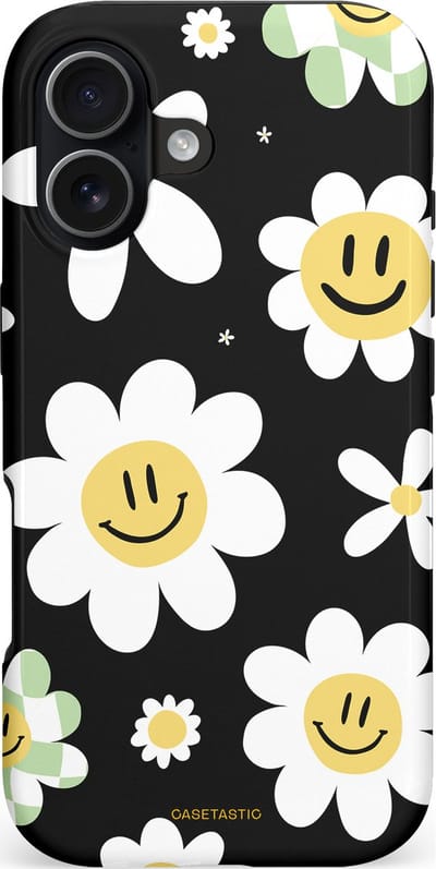 Casetastic hoesje geschikt voor Apple iPhone 17 - MagSafe - Dubbellaagse bescherming - Vrolijke Madeliefjes - Fashion Case - Zwart Wit Geel