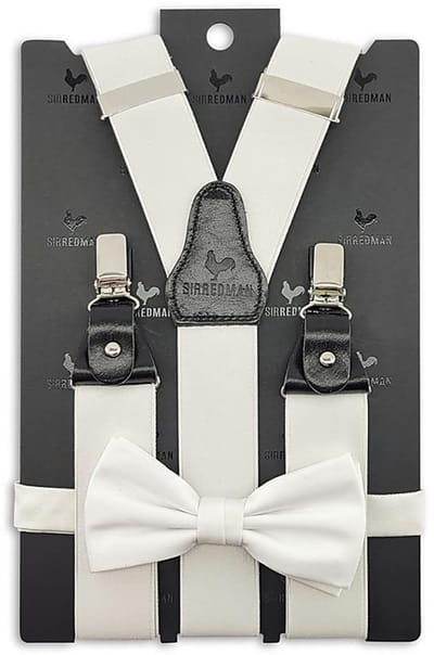 Sir Redman - Bretels met strik - bretels combi pack White Tie - wit