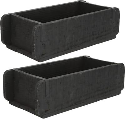 Novaliv 2x Houten Kist Vintage Zwart 30 x 15 x 10 cm Oude Baksteen Vorm Hout EEN KAMER Universele doos van gerecycled oud hout Elke vorm is uniek - Cadeaudoos