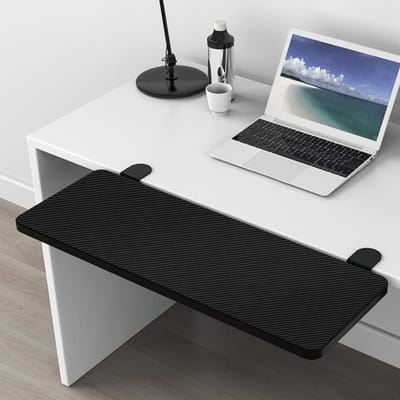 Bureau Verlengstuk - Armsteun Plank - Ergonomisch Werken - Stabiele Dubbele Klem - 55x24cm - Carbon Look