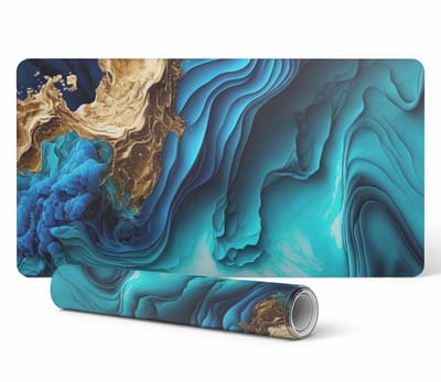 Elegante decoratieve bureauonderlegger met golvende abstracties 90x45 cm