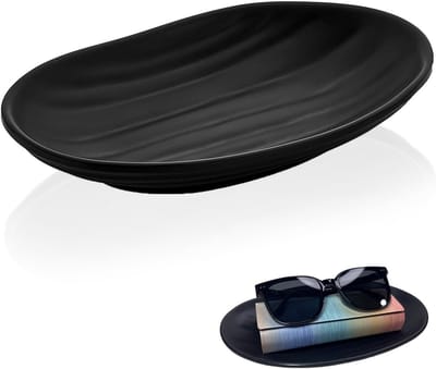 Sieradenopbergtray met zwarte sleutelschalen, ovale vorm, decoratieve opbergoplossing voor juwelen en sleutels, zwart en resin design