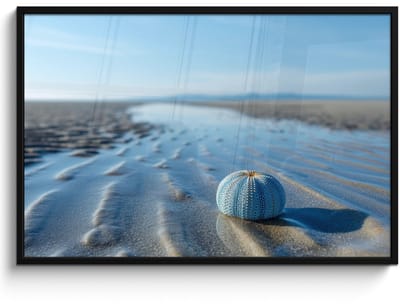 Poster in lijst - Fotolijst 120x80 cm - Posters - Strand - Schild - Water - Blauw - Posterlijst zwart - Decoratie - Wanddecoratie woonkamer - Muurdecoratie slaapkamer