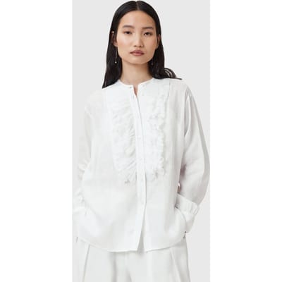 AllSaints Cassia Linen Shirt Chalk White Taglia: 2 | Magliette intime Outlet | Donna | Bianco