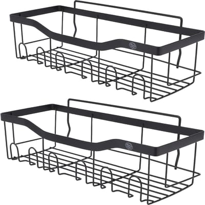 2 stuks Douche-organizer Wandmontage Douche-rek Zonder Boren Badkamer Douche-organizer voor Thuis black