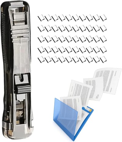 Draagbare Nietmachine - Documenten Organizer - Papier Werk - Herbruikbaar Klemmechanisme - 13 x 5 x 4 cm - Zwart