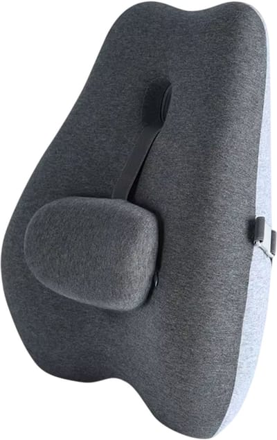 Ergonomisch Rugkussen - Lendensteun Kussen voor Bureaustoel, Auto en Thuis – Memory Foam Rug Ondersteuning, Verstelbaar en Comfortabel